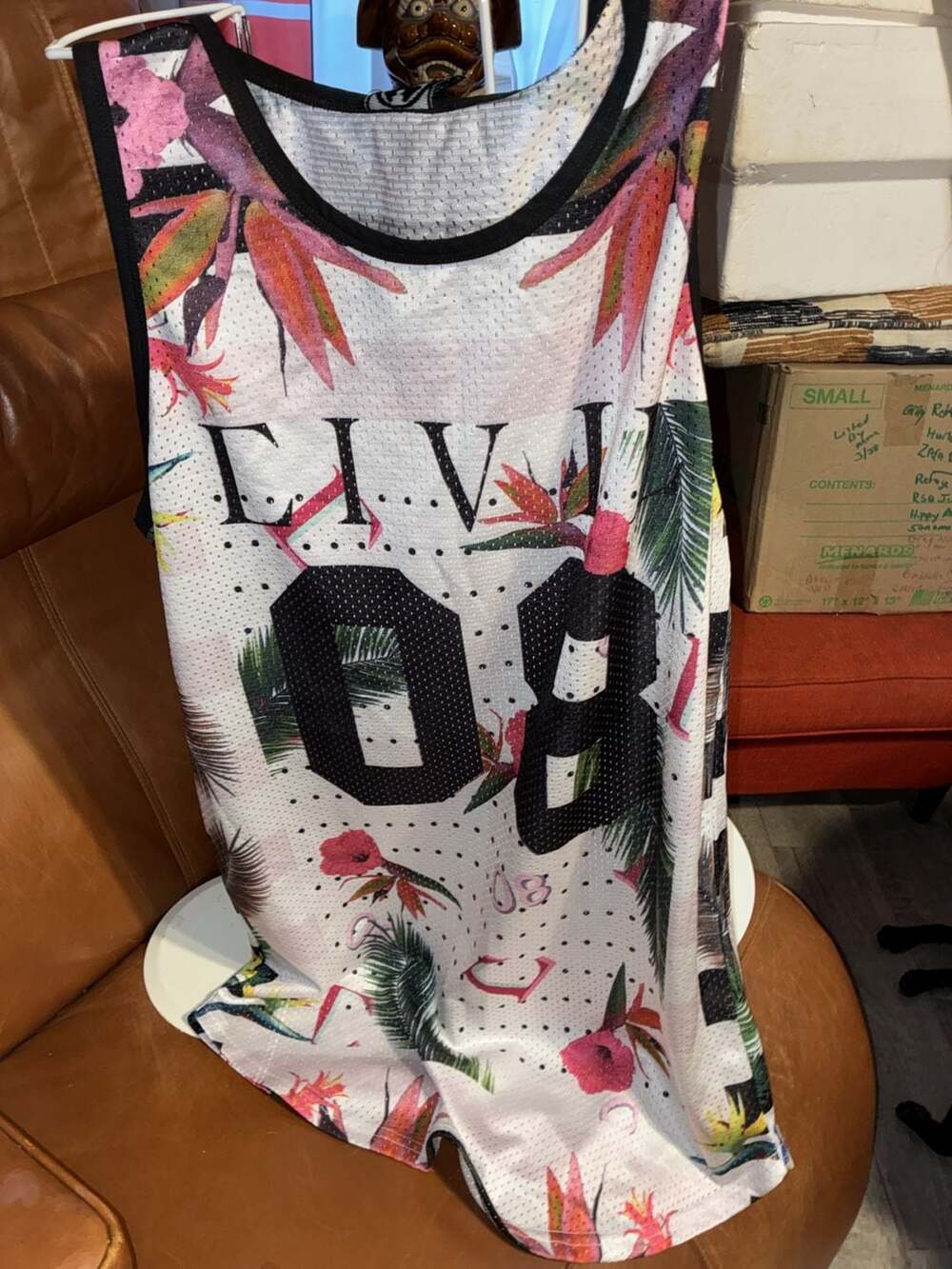 Civil Regime Mesh Tropical Floral Basketball Tank Top